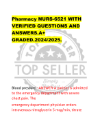 Pharmacy NURS-6521 WITH  VERIFIED QUESTIONS AND  ANSWERS.A+  GRADED.2024/2025.