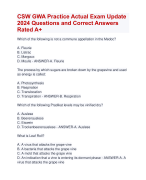 CSW GWA Practice Actual Exam Update 2024 Questions and Correct Answers  Rated A+ | Verified CSW GWA Practice Exam Latest Update 2024 Quiz with Accurate Solutions Aranking Allpass