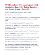 NYC Slang Exam 2024 Latest Update | NYC  street slang Exam 2024 Update Questions  and Correct Answers Rated A+ | Certified NYC Slang Exam 2024 Quiz with Accurate Solutions Aranking Allpass