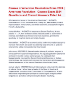 Causes of American Revolution Exam 2024 |  American Revolution Causes Exam 2024  Questions and Correct Answers Rated A+ | Certified Causes of American Revolution Exam 2024 Quiz with Accurate Solutions Aranking Allpass