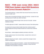 NACC - PSW exam review 2024 | NACC  PSW Exam Update Latest 2024 Questions  and Correct Answers Rated A+ | Certified NACC - PSW Exam  Review 2024  Quiz Accurate Solutions Aranking Allpass