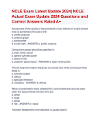 NCLE Exam Latest Update 2024| NCLE  Actual Exam Update 2024 Questions and  Correct Answers Rated A+ | Certified NCLE Exam Latest 2024 Quiz with Accurate Solutions Aranking Allpass
