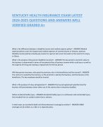 KENTUCKY HEALTH INSURANCE EXAM LATEST  2024-2025 QUESTIONS AND ANSWERS WELL  VERIFIED GRADED A+