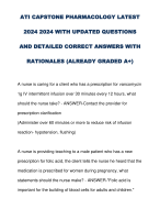 ATI CAPSTONE PHARMACOLOGY LATEST  2024 2024 WITH UPDATED QUESTIONS  AND DETAILED CORRECT ANSWERS WITH  RATIONALES (ALREADY GRADED A+) 