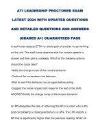 ATI LEADERSHIP PROCTORED EXAM  LATEST 2024 WITH UPDATED QUESTIONS  AND DETAILED QUESTIONS AND ANSWERS  (GRADED A+) GUARANTEED PASS 