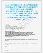 CLC CERTIFICATION EXAM 2024-2025  TEST BANK WITH ACTUAL CORRECT  QUESTIONS AND VERIFIED  DETAILED ANSWERS|FREQUENTLY  TESTED QUESTIONS AND SOLUTIONS  |ALREADY GRADED  A+|NEWEST|GUUARANTEED PASS  |LATEST UPDATE