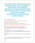 NAN MCKAY HCV SPECIALIST EXAM  2024-2025 WITH ACTUAL CORRECT  QUESTIONS AND VERIFIED  DETAILED ANSWERS |FREQUENTLY  TESTED QUESTIONS AND SOLUTIONS  |ALREADY GRADED  A+|NEWEST|GUARANTEED PASS  |LATEST UPDATE