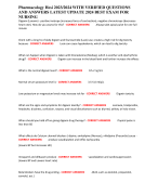 Pharmacology Hesi 2023/2024 WITH VERIFIED QUESTIONS AND ANSWERS LATEST UPDATE 2024 BEST EXAM FOR NURSING