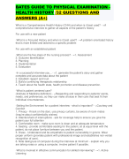 BATES GUIDE TO PHYSICAL EXAMINATION - HEALTH HISTORY /32 QUESTIONS AND ANSWERS (A+)