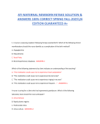 ATI MATERNAL NEWBORN RETAKE SOLUTION &  ANSWERS 100% CORRECT SPRING FALL-2023\24  EDITION GUARANTEED A+ 