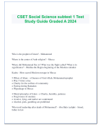CSET Social Science subtest 1 Test  Study Guide Graded A 2024