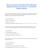 NR 511 Final Exam (Latest 2023 / 2024): Differential  Diagnosis & Primary Care Practicum – Chamberlain  College of Nursing 