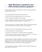 NUR 206 Exam 2 questions and  100%verified solutions graded A