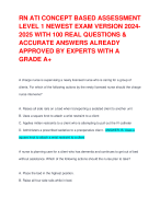 RN ATI CONCEPT BASED ASSESSMENT LEVEL 1LATEST EXAM VERSION 2024WITH ALL 100 QUESTIONS AND CORRECT ANSWERS WITH DETAILED RATIONALES ALREADY GRADED A