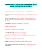 FUNDAMENTALS OF NURSING 200 QUESTIONS WITH  ACTUAL  CORRECT VERIFIED ANSWERS GRADED A+ 