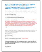 HEART FAILURE NCLEX EXAM LATEST VERSION 2023-2024 ACTUAL EXAM 120 QUESTIONS AND  CORRECT DETAILED ANSWERS WITH RATIONALES  (VERIFIED ANSWERS) |ALREADY GRADED A+