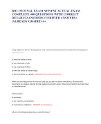 BIO 191 FINAL EXAM NEWEST ACTUAL EXAM  COMPLETE 400 QUESTIONS WITH CORRECT  DETAILED ANSWERS (VERIFIED ANSWERS)  |ALREADY GRADED A+