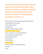 SAFe5.0 PRACTITIONER NEWEST EXAM 2024-2025 WITH 300 VALID QUESTIONS & WELL DETAILED CORRECT & VERIFIED ANSWERS, SAFe5.0 PRACTITIONER LATEST EXAM ALREADY TESTED BY PROFESSIONALS | AWARDED A SCORE OF A+