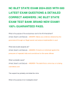 NC BLET STATE EXAM 2024-2025 WITH 600 LATEST EXAM QUESTIONS & DETAILED CORRECT ANSWERS | NC BLET STATE EXAM TEST BANK BRAND NEW EXAM!! 100% GUARANTEED PASS.