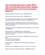 Tam Card Nevada Exam Latest 2024 |  Tam Card Nevada Actual Exam Update  2024 Questions and Correct Answers  Rated A+ Allverified 