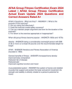 AFAA Group Fitness Certification Exam 2024  Latest | AFAA Group Fitness Certification Actual Exam Update 2024 Questions and  Correct Answers Rated A+ | Verified  AFAA Group Fitness Certification Exam 2024  Quiz with Accurate Solutions Aranking Allpass