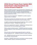AFAA Group Fitness Exam Update 2024  Actual Exam Latest Questions and  Correct Answers Rated A+ | Certified AFAA Group Fitness Exam 2024  ActualExam  Quiz with Accurate Solutions Accurate Solutions Aranking 