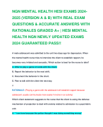 NGN MENTAL HEALTH HESI EXAMS 2024-2025 (VERSION A & B) WITH REAL EXAM QUESTIONS & ACCURATE ANSWERS WITH RATIONALES GRADED A+ | HESI MENTAL HEALTH NGN NEWLY UPDATED EXAMS 2024 GUARANTEED PASS!!