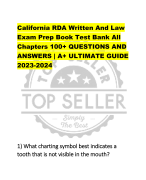 California RDA Written And Law  Exam Prep Book Test Bank All  Chapters 100+ QUESTIONS AND  ANSWERS | A+ ULTIMATE GUIDE  2023-2024