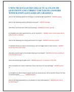 CMTO MCQ EXAM 2023-2024 ACTUAL EXAM 250  QUESTIONS AND CORRECT DETAILED ANSWERS  WITH RATIONALES|ALREADY GRADED A