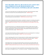 PSYCHIATRIC MENTAL HEALTH EXAM LATEST 2023- 2024 COMPLETE EXAM 250 QUESTIONS AND  CORRECT DETAILED A