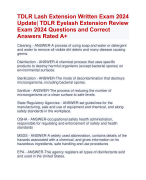 TDLR Lash Extension Written Exam 2024  Update| TDLR Eyelash Extension Review Exam 2024 Questions and Correct  Answers Rated A+ | Verified TDLR Lash Extension  Exam Latest 2024  Quiz with Accurate Solutions Aranking Allpass