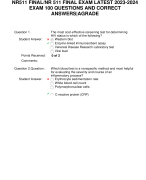 NR511 FINAL/NR 511 FINAL EXAM LATEST 2023-2024  EXAM 100 QUESTIONS AND CORRECT  ANSWERS|AGRADE