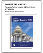 SOLUTIONS MANUAL, SOLUTIONS FOR Pearson's Federal Taxation 2024 Individuals 37th Edition by Mitchell Franklin, Luke Richardson, 9780138099749 (CHAPTERS 1-18)