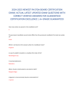 2024-2025 NEWEST PA EFDA BOARD CERTIFICATION  EXAM| ACTUAL LATEST UPDATED EXAM QUESTIONS WITH  CORRECT VERIFIED ANSWERS FOR GUARANTEED  CERTIFICATION EXCELLENCE | A+ GRADE GUARANTEED