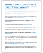 NHA MEDICAL ASSISTANT CERTIFICATION FINAL  EXAM 2023-2024 ACTUAL EXAM 200 QUESTIONS AND  CORRECT DETAILED ANSWERS WITH  RATIONALES|ALREADY GRADED A+