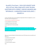 Nurs6531 Final Exam | 2024-2025 NEWEST NURS  6531 ACTUAL FINAL EXAM WITH OVER 700 REAL  QUESTIONS WITH CORRECT VERIFIED ANSWERS AND  RATIONALES | GUARANTEED EXAM EXCELLENCE |  GRADED A+