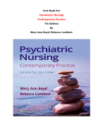 Test Bank For Psychiatric Nursing  Contemporary Practice  7th Edition By Mary Ann Boyd; Rebecca Luebbert |All Chapters, Complete Q & A, Latest 2024|