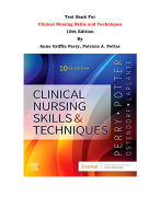 Test Bank For Clinical Nursing Skills and Techniques  10th Edition By Anne Griffin Perry, Patricia A. Potter |All Chapters, Complete Q & A, Latest 2024|