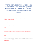 LATEST CORPORALS COURSE EXAM | 2024-2025  NEWEST VERSION WITH OVER 200+ QUESTIONS  WITH CORRECT WELL ELABORATED ANSWERS|  ALREADY GRADED A+ | GUARANTEED EXAM  SUCCESS