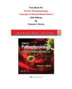 Test Bank For Porth’s Pathophysiology  Concepts of Altered Health States  10th Edition By Tommie L.Norris |All Chapters, Complete Q & A, Latest 2024|