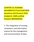 TEST BANK FOR ORGANIC CHEMISTRY/graded A+ (questions and answer) year 2024/2025       A - ANSWER-3H2(g)+N2(g)=2NH3(g) Delta H= -92.2 kJ  At equilibrium, the number of moles of H2(g) are decreased by:  A. decreasing container size  B. adding NH3  C. increasing temperature  D. removing N2  E. adding a catalyst 