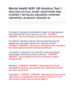 Mental Health NUR 180 Hondros Test 1 2024-2025 ACTUAL EXAM QUESTIONS AND CORRECT DETAILED ANSWERS (VERIFIED ANSWERS) |ALREADY GRADED A+