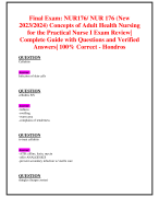 Final Exam: NUR185/ NUR 185 (New 2023/ 2024 Update) PN Adult Health Nursing II Exam | Guide with Questions and Verified Answers| 100% Correct- Hondros