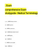 Exam comprehensive Exam  studyguide- Medical Terminology