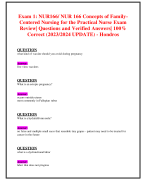 Exam 1: NUR166/ NUR 166 Concepts of FamilyCentered Nursing for the Practical Nurse Exam Review| Questions and Verified Answers| 100% Correct (2023/2024 UPDATE) - Hondros