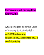 Fundamentals of Nursing Final  Exam Quizlet