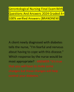 Gerontological Nursing Final ExamWith  Questions And Answers 2024 Graded A+  100% verified Answers (BRANDNEW)