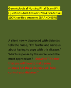 TEST BANK GERONTOLOGICAL NURSING WELL UPDATED 6TH EDITION EXAM 2024/2025 QUESTIONS AND CORRECT 100% ANSWERS\GRADED A+   