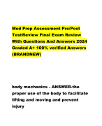 Med Prep Assessment Pre/Post  TestReview Final Exam Review  With Questions And Answers 2024  Graded A+ 100% verified Answers  (BRANDNEW)