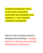 Nursing Informatics Final  Exam-Final ExaM With  Questions And Answers 2024  Graded A+ 100% verified  Answers (BRANDNEW)